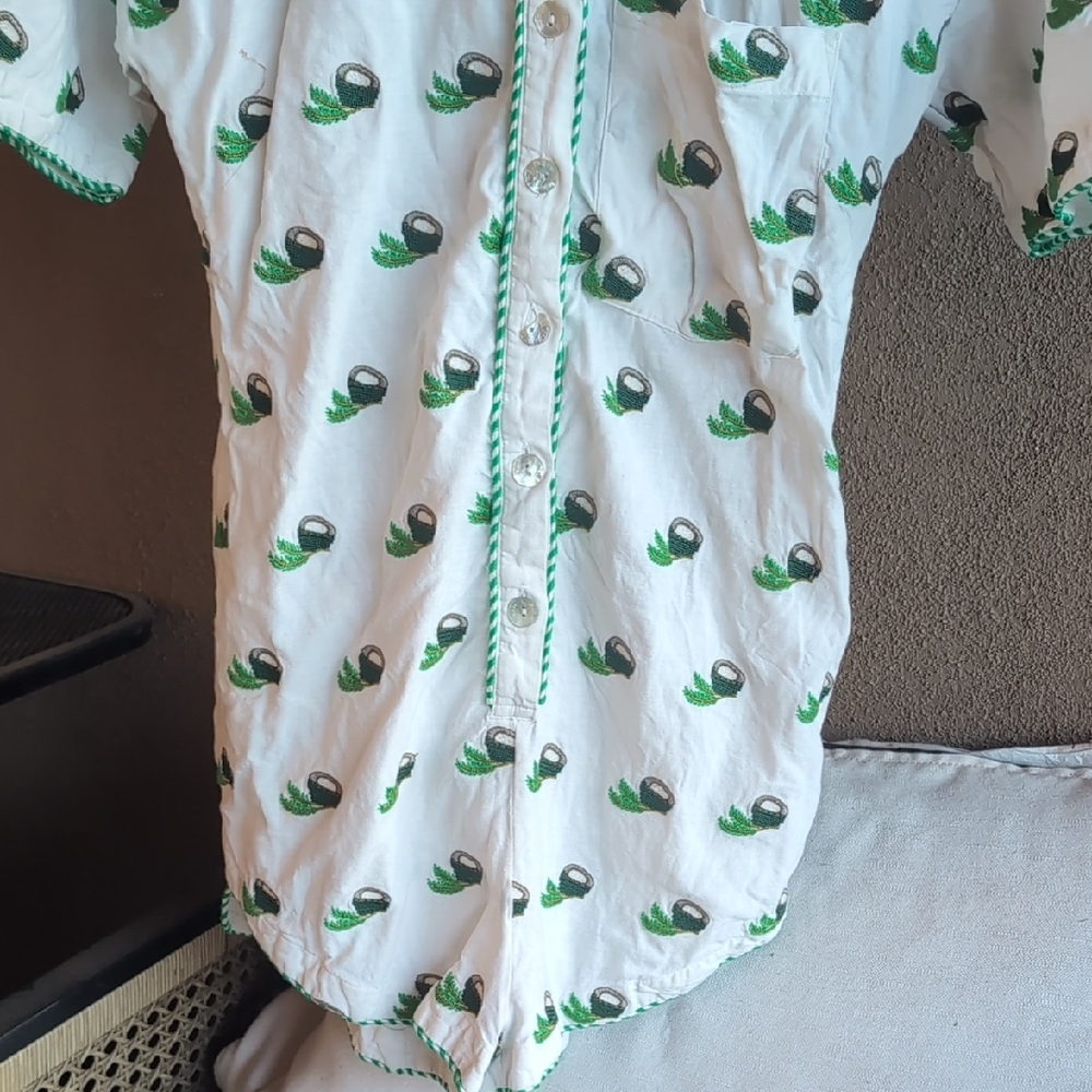 FARM Rio Green and White Playful Button Down Jumpsuit Size M - Picture 5 of 9